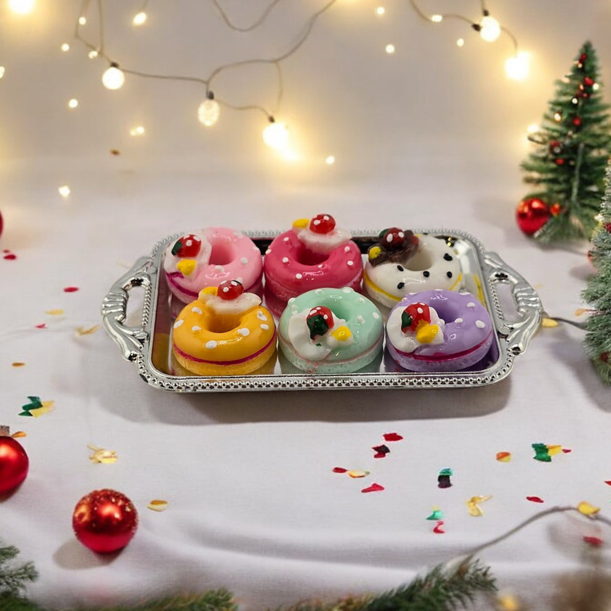 Elf Donuts & Cupcakes Dessert Tray Set Prop Scene