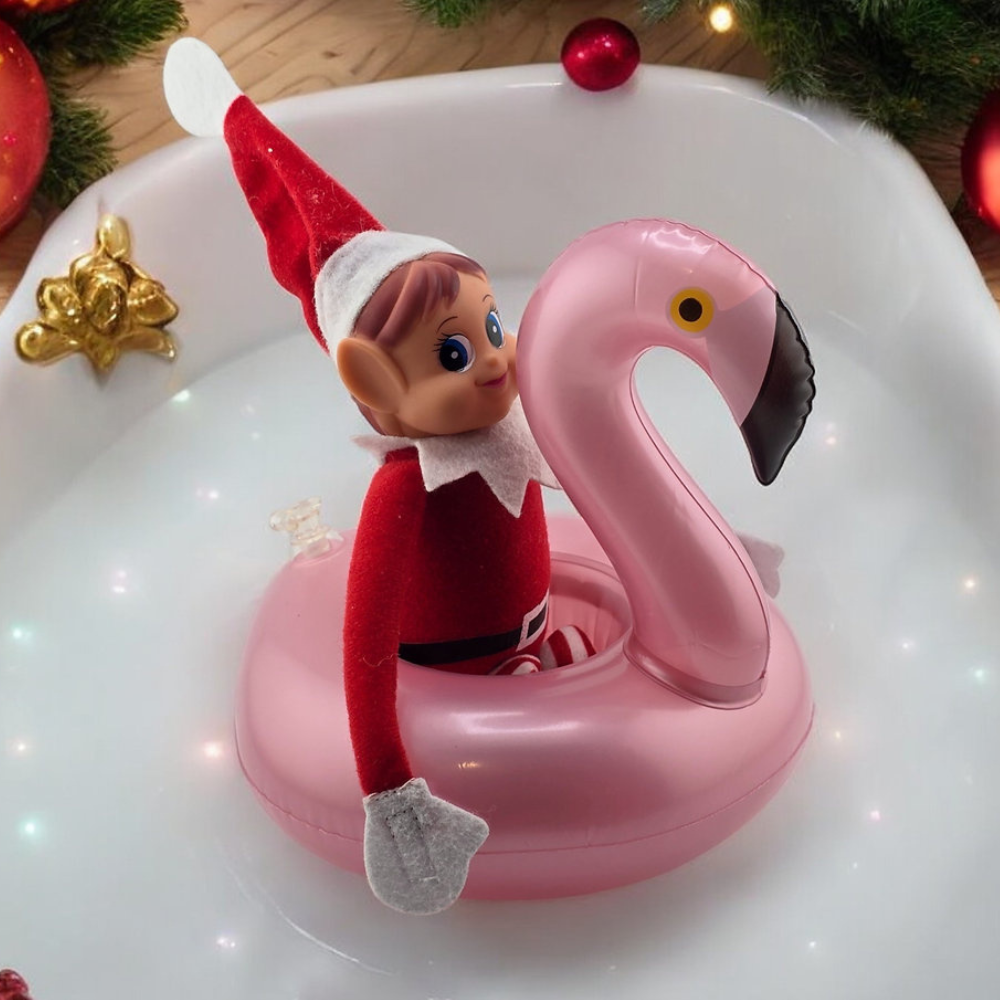 Inflatable Flamingo Pool Float for Elf