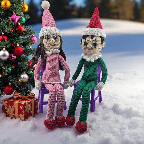 Handmade Poseable Crochet Christmas Elf Doll