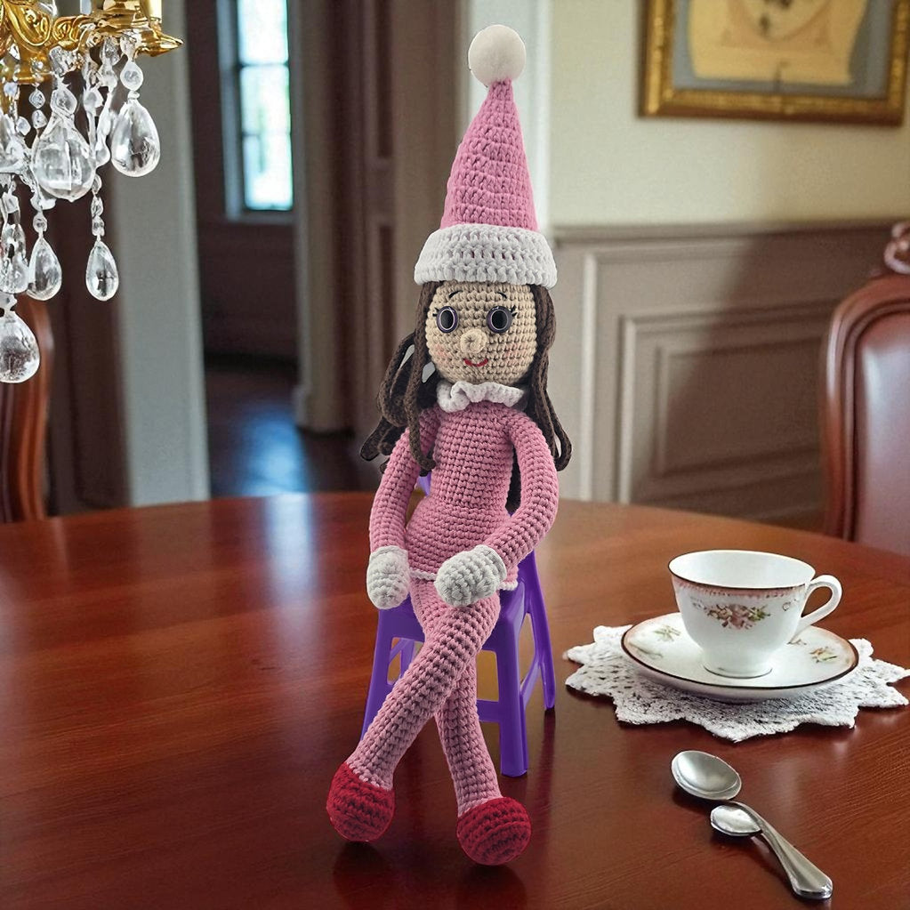 Handmade Poseable Crochet Christmas Elf Doll
