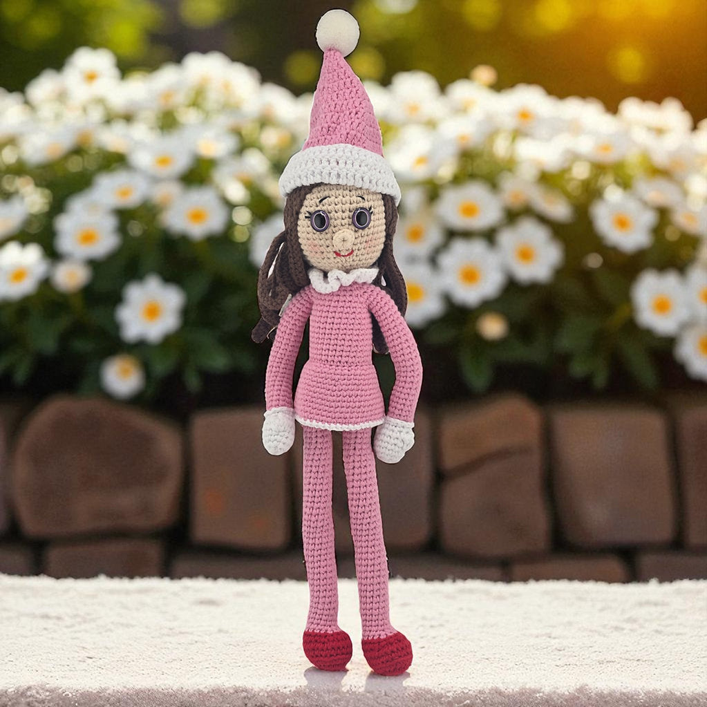 Handmade Poseable Crochet Christmas Elf Doll
