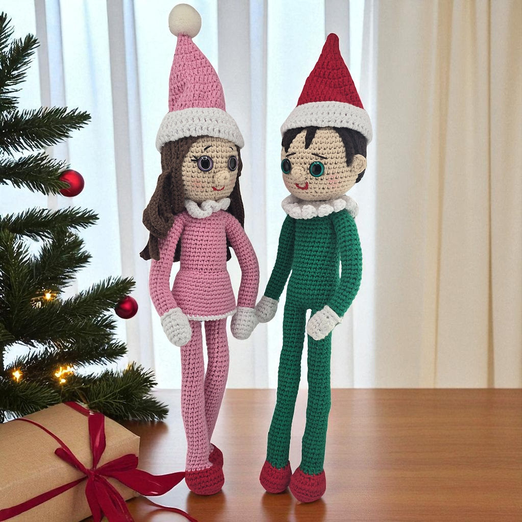 Handmade Poseable Crochet Christmas Elf Doll