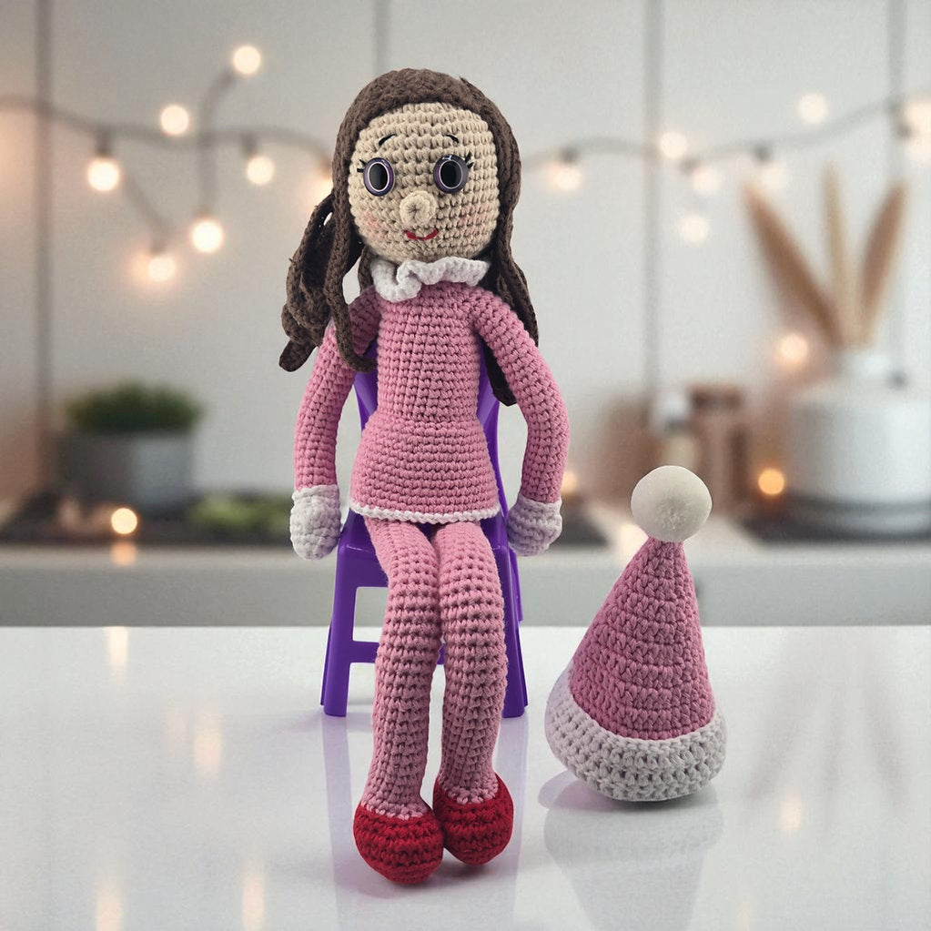 Handmade Poseable Crochet Christmas Elf Doll