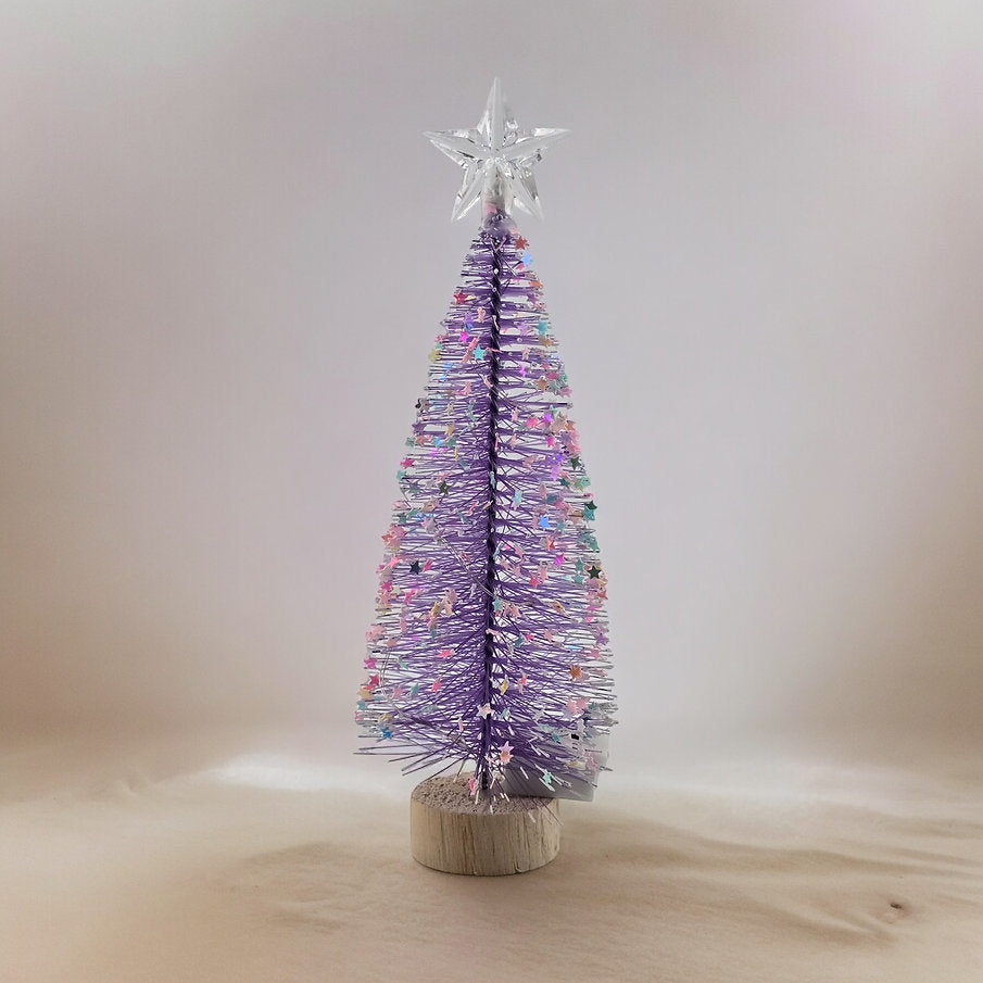 7.5" Mini Purple Christmas Tree with Star Topper & Optional LED Lights