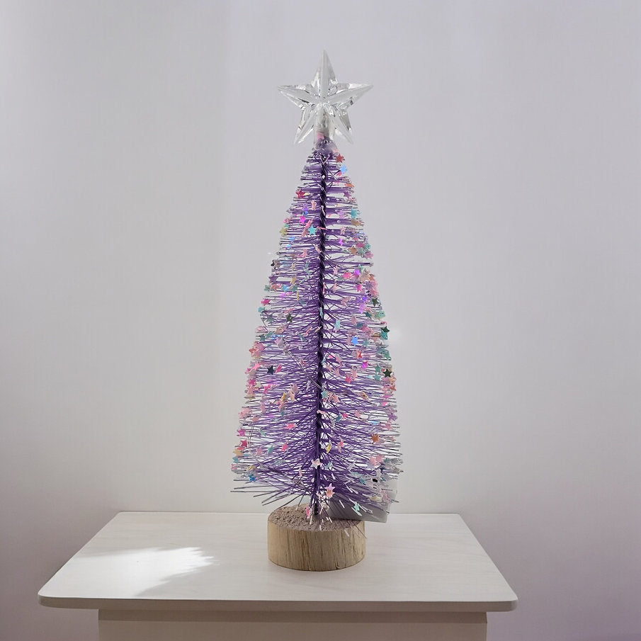 7.5" Mini Purple Christmas Tree with Star Topper & Optional LED Lights
