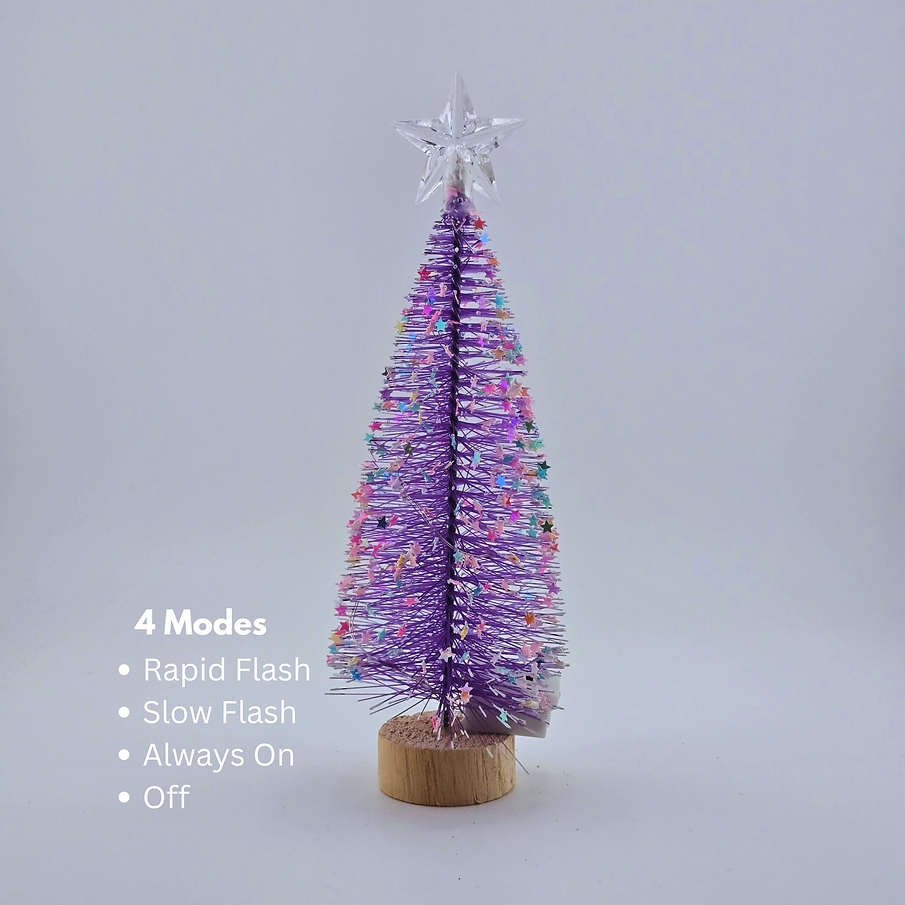 7.5" Mini Purple Christmas Tree with Star Topper & Optional LED Lights