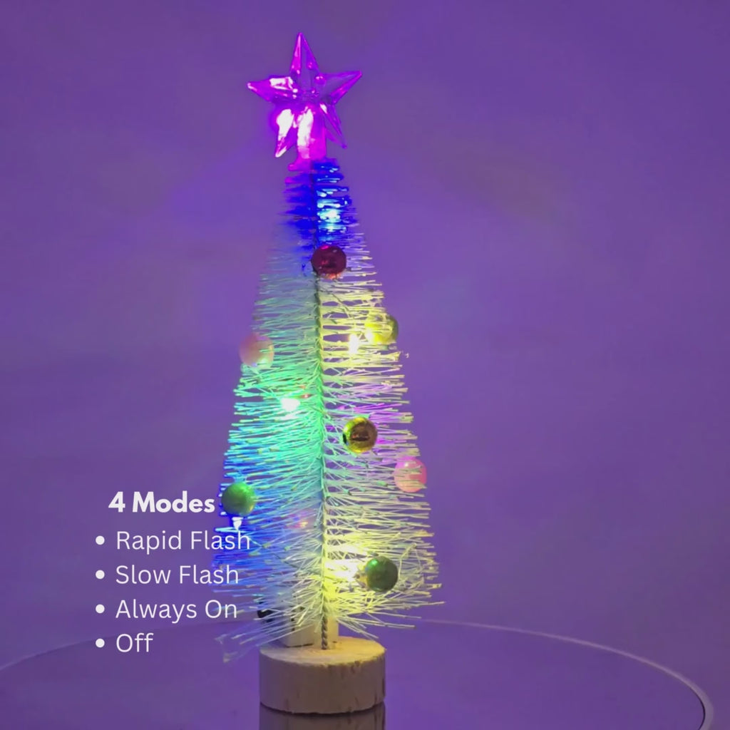 7.5" Mini Christmas Tree with Colorful Ornaments & Optional LED Lights