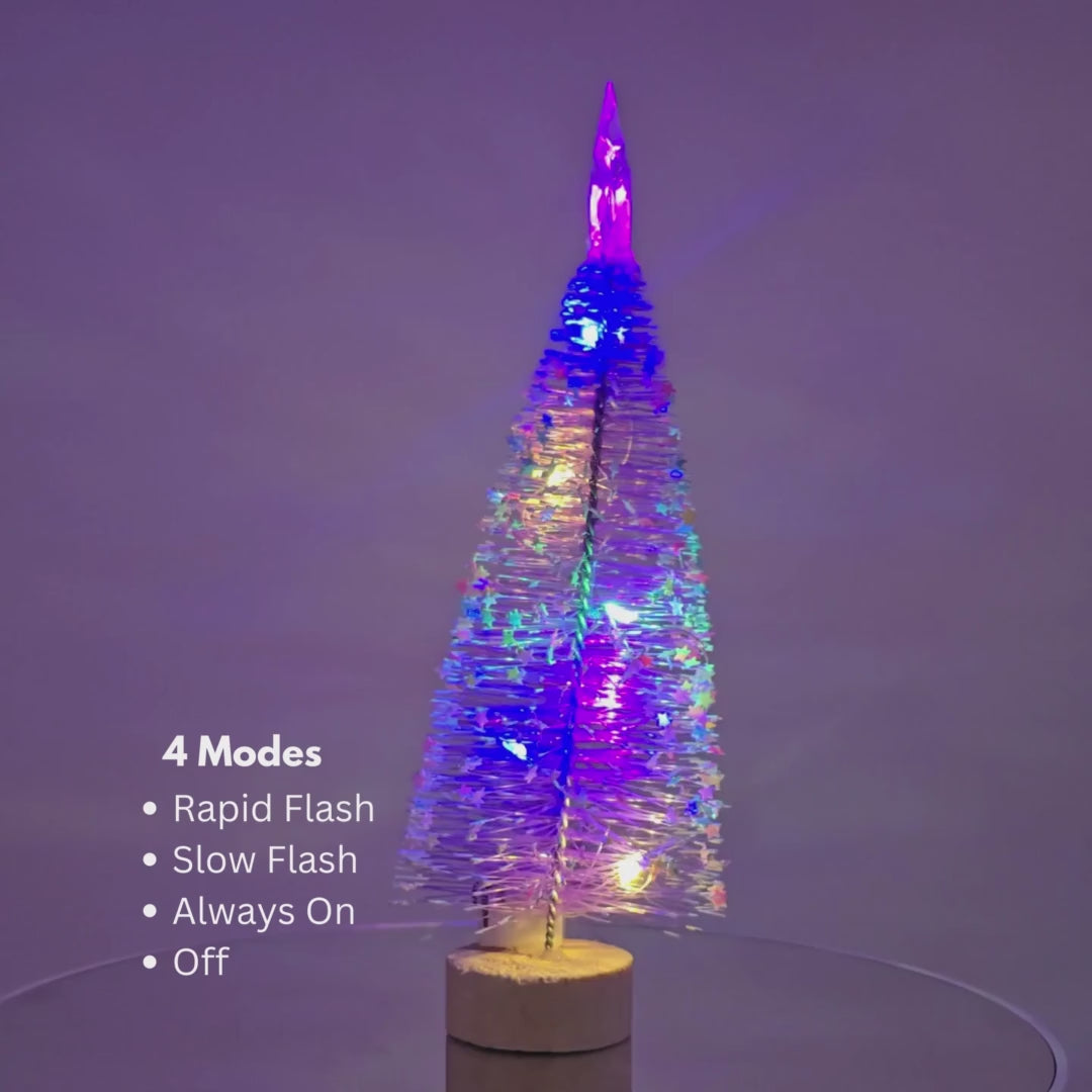 7.5" Mini Purple Christmas Tree with Star Topper & Optional LED Lights